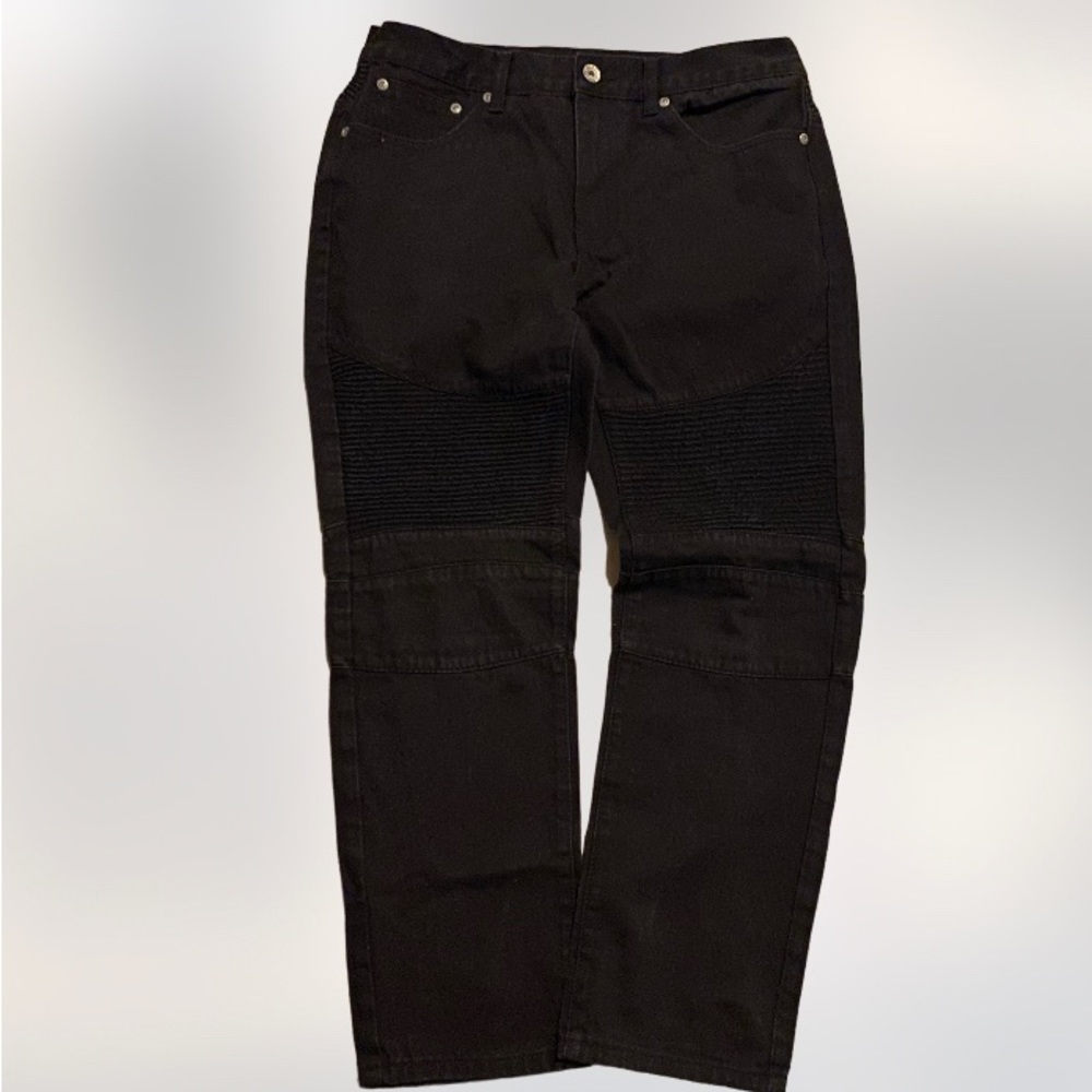 Blue stitch Skinny straight double knee black mens denim 36/32